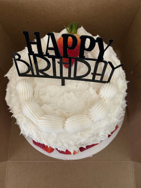 Birthday Cake Flavors below! Cakes are offered in several allergy free options.  All cakes on this page are made with Cream Cheese icing.  Below is an example of a cake made with Cream Cheese Icing  B