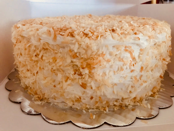 Gluten free Toasted coconut cake. 9’