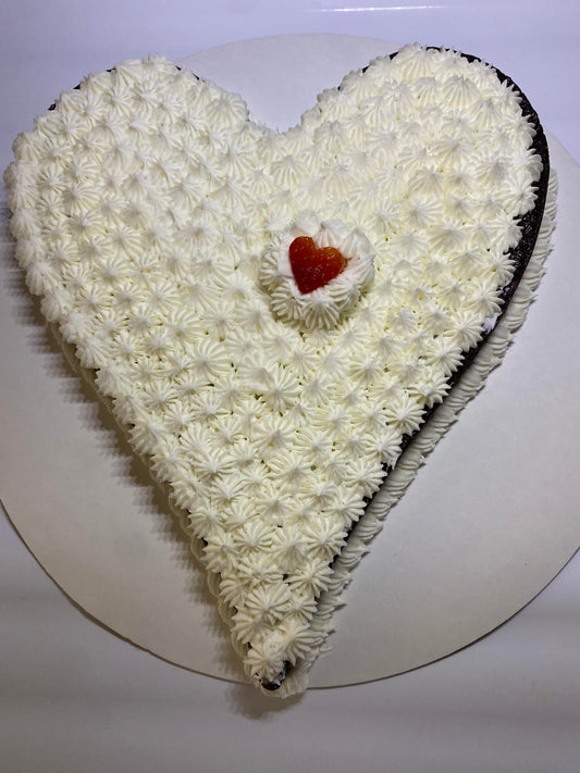 Gluten free heart shaped fudge brownie cake