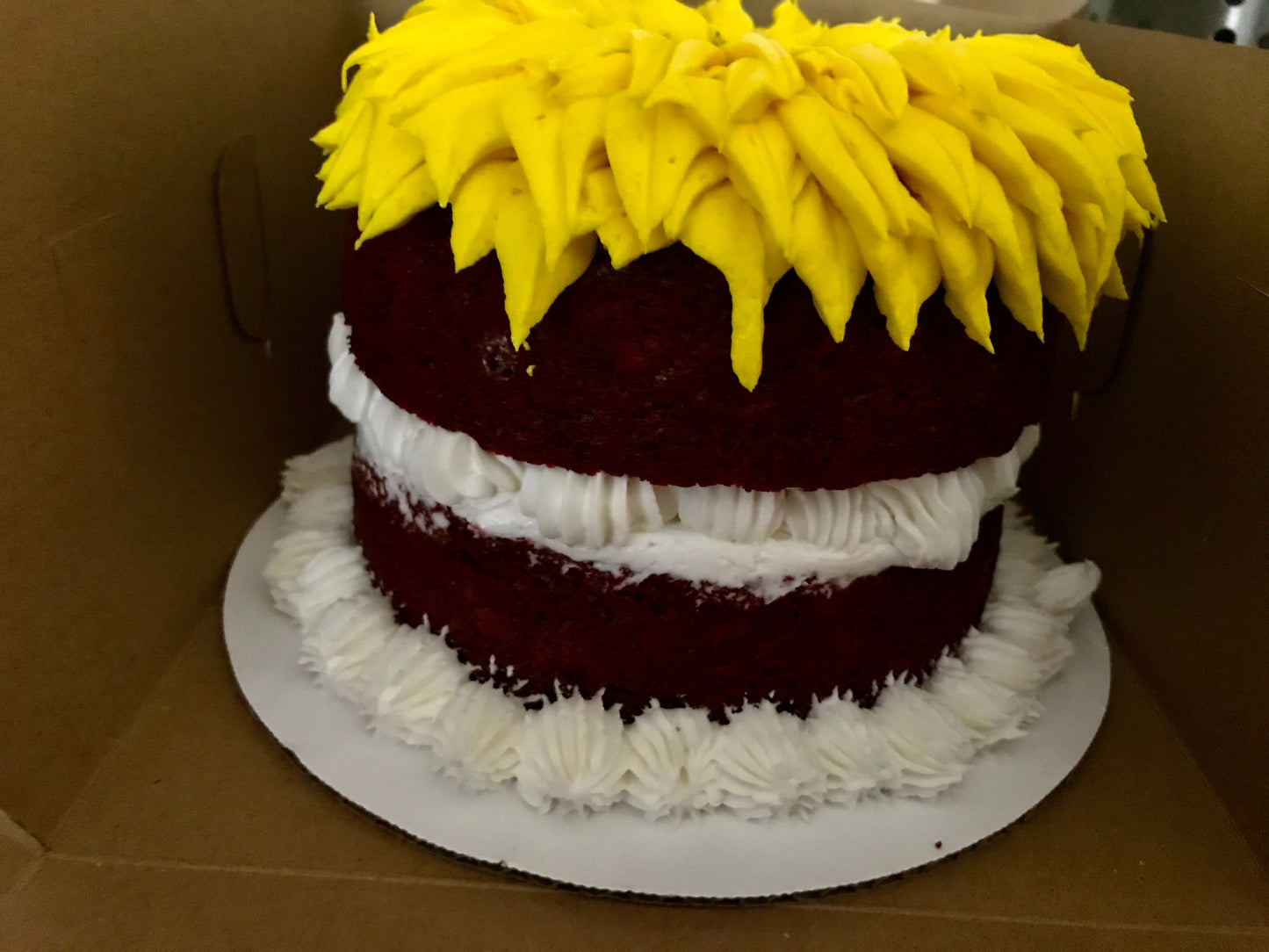 red velvet sunflower cake - vegan egg free