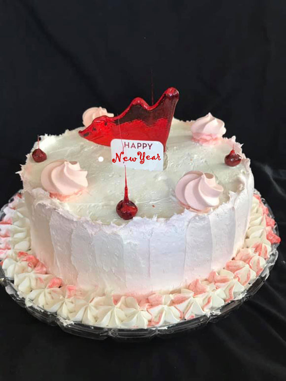 Sour Cherry Cake with Italian Meringue Buttercream and Hand Dipped Candy